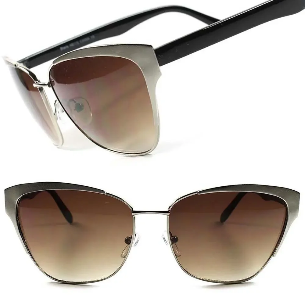 Classic Vintage Retro 60s Style Fashion Silver Womens Cat Eye Hot Sunglasses